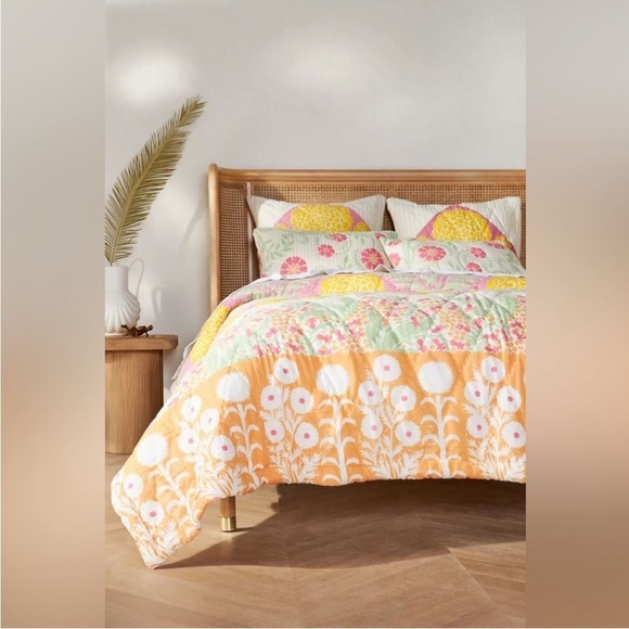 Anthropologie Ellen Merchant Quilt Floral Size  Queen NWT - Picture 1 of 12